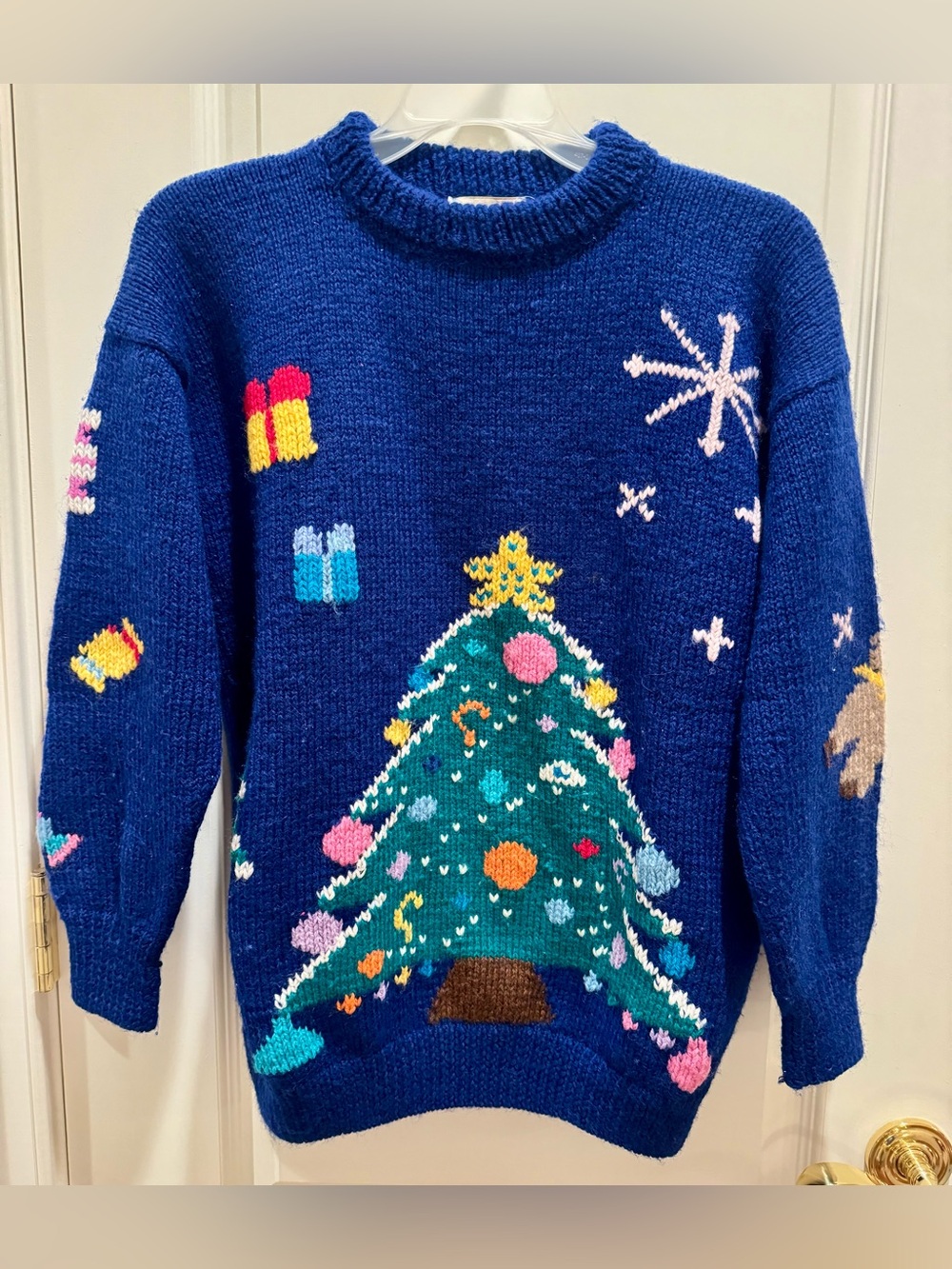 Women’s Vintage b.g.day 100% Wool Christmas Tree Holiday Sweater- Size Small